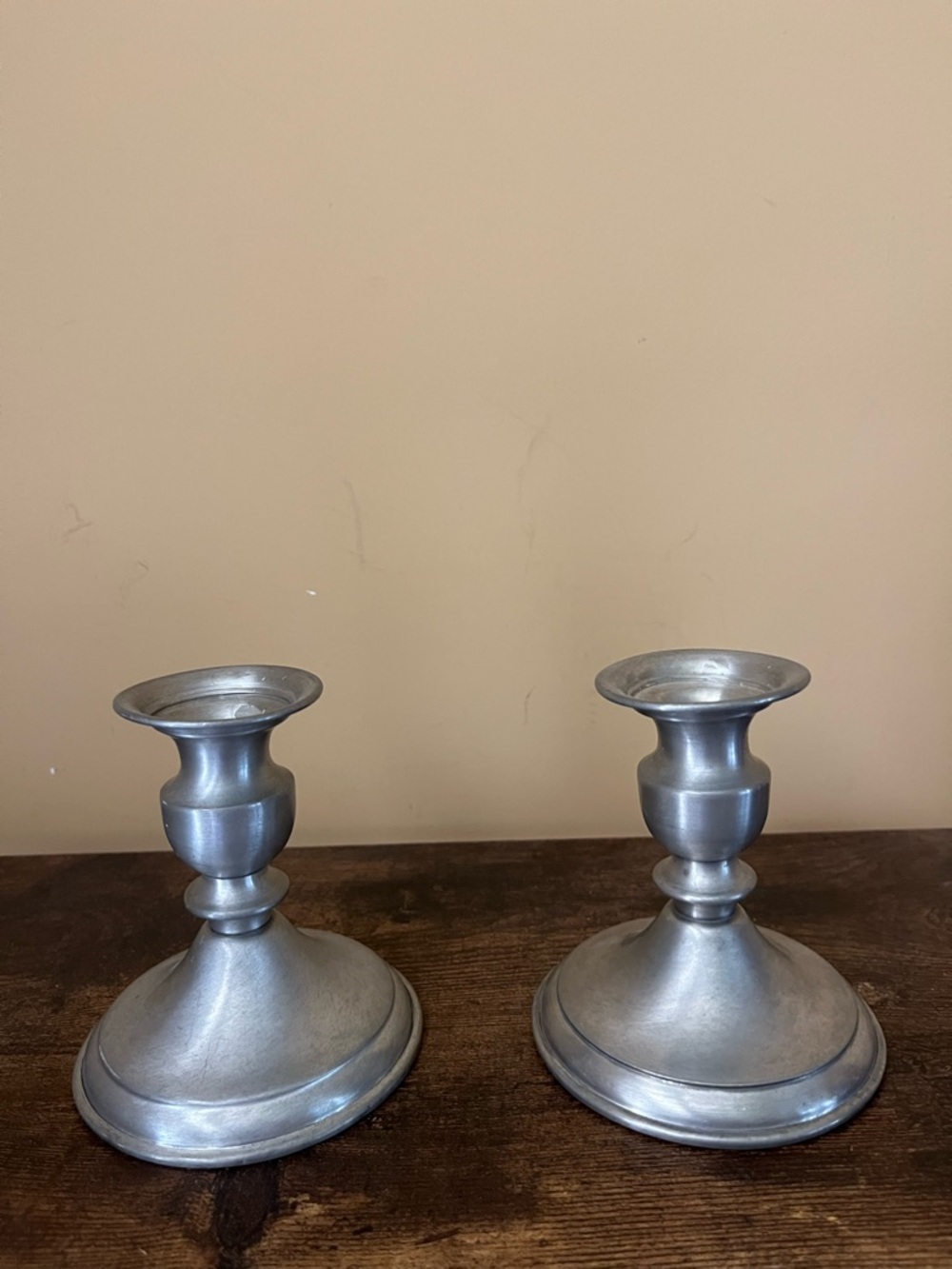 Pair of Leonard Weighted Candlesticks — Classic Home Accent - Genuine Pewter